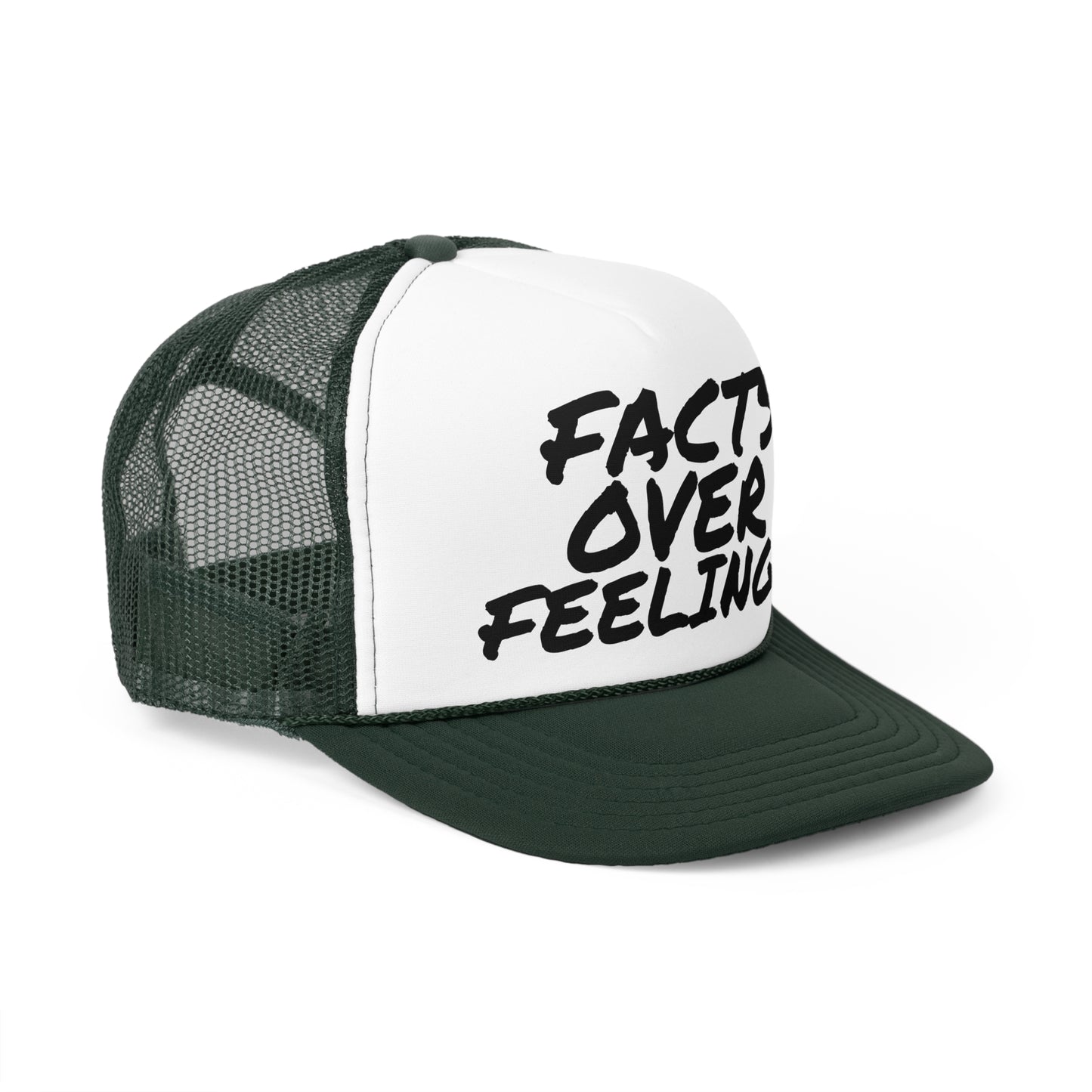 "FACTS OVER FEELINGS."Trucker Caps