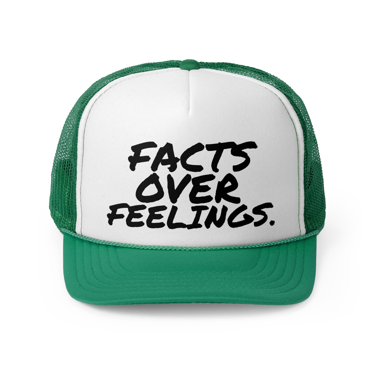 "FACTS OVER FEELINGS."Trucker Caps