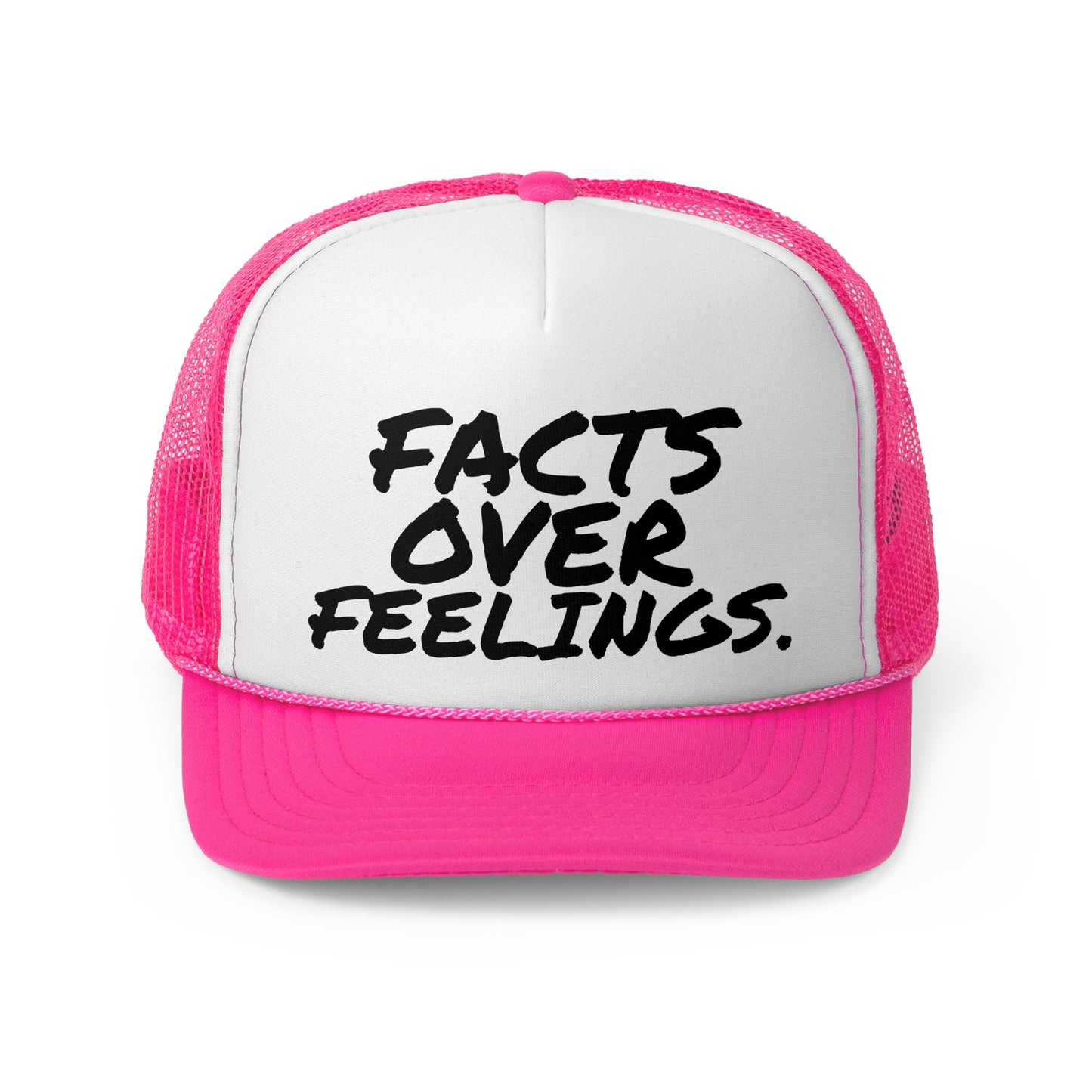 "FACTS OVER FEELINGS."Trucker Caps