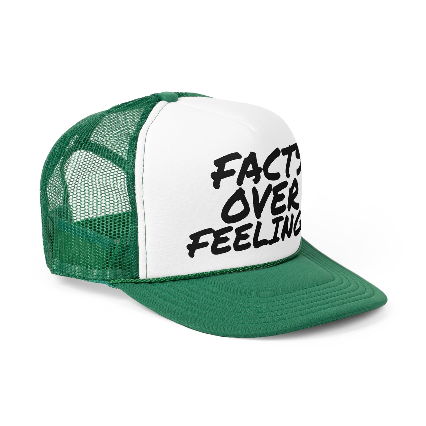 "FACTS OVER FEELINGS."Trucker Caps