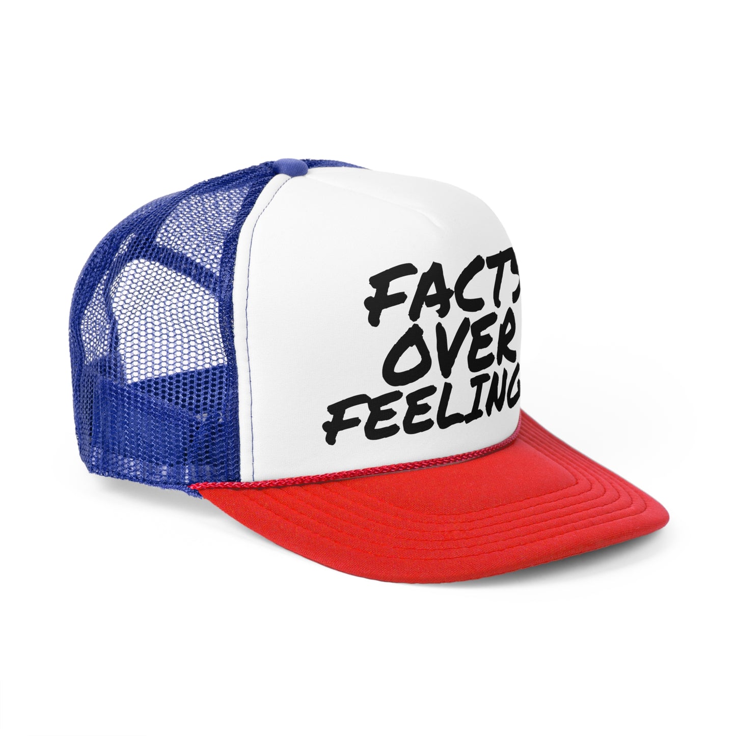 "FACTS OVER FEELINGS."Trucker Caps