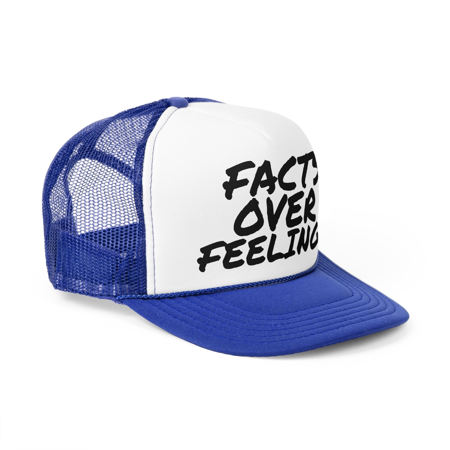 "FACTS OVER FEELINGS."Trucker Caps
